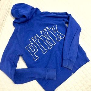 PINK zippered blue hoodie. M